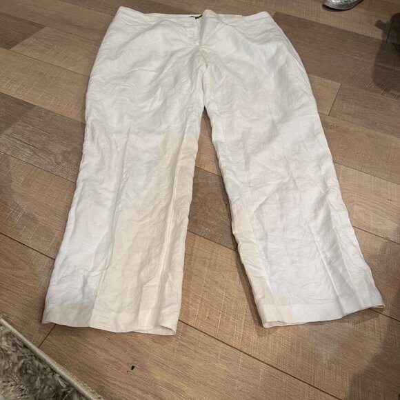 Liz Claiborne Womens White Straight Leg Linen Blend Career Pants Size 18 new - Picture 2 of 10